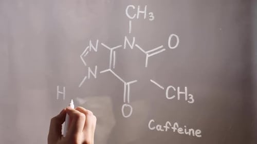 Chemical Structure of Caffeine Being Drawn
