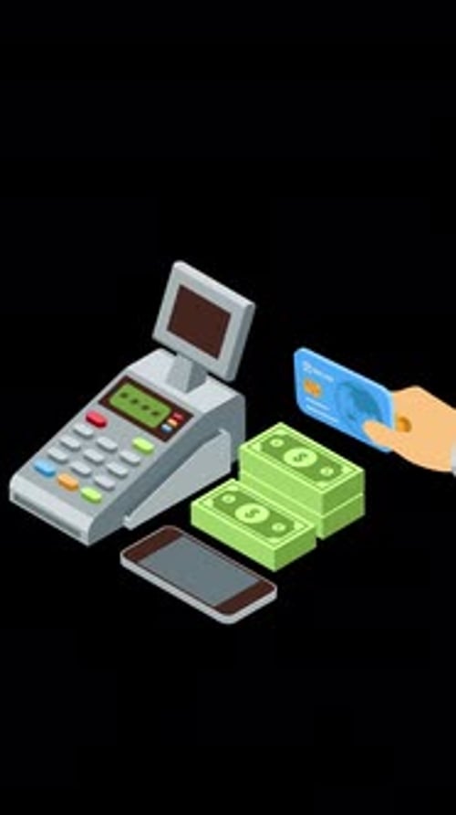 Hand Holding Bank Card For Payment On Alpha Channel Vertical