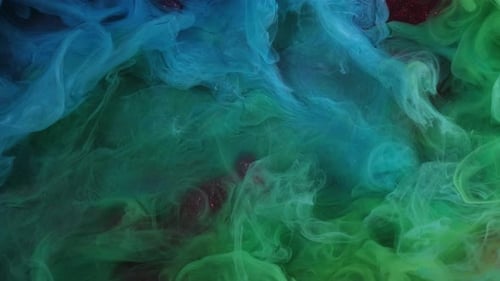 Oil Drawing Smoke Effect Blue Green Air Clouds