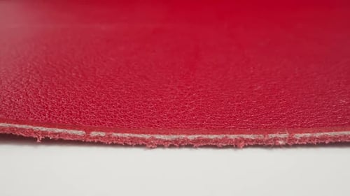 Macro Shot of Red Textured Leather Material