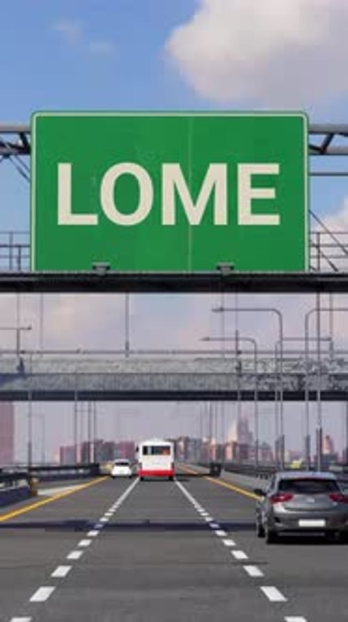 LOME Road sign on Highway Vertical Video
