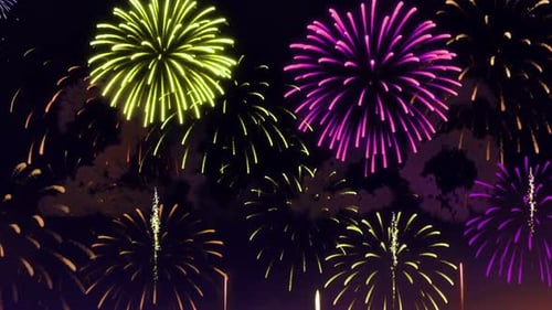 Vibrant New Year Countdown with Colorful Fireworks Display