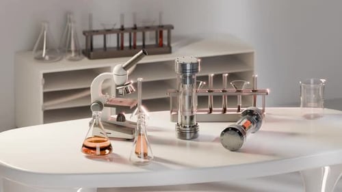 Modern Science Lab with Animated Futuristic Chemical Device