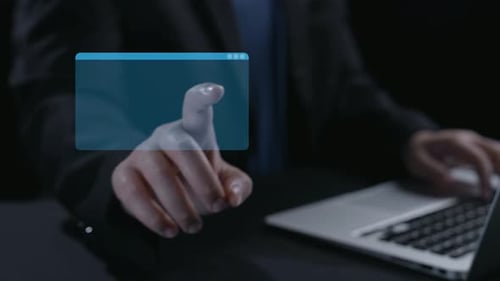 Abstract digital coding background featuring computer programming languages symbols, a laptop, and a