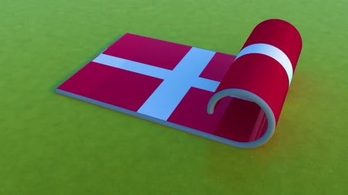 Modern Denmark Flag Unrolling Animation