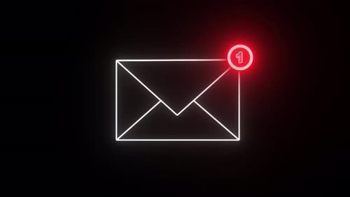 Neon Email Message Notification Digital Alert Icon