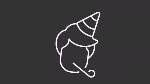 Minimalist Line Art Birthday Celebration Icon Animation