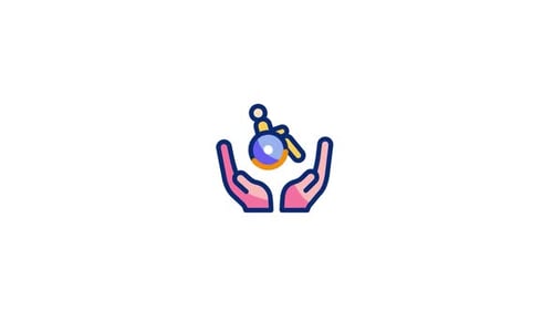 Animated Icon: Disability Support with Hands and Wheelchair