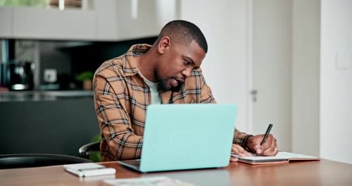 Young Adult Working from Home Office