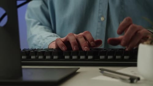 Man Using Computer in Office