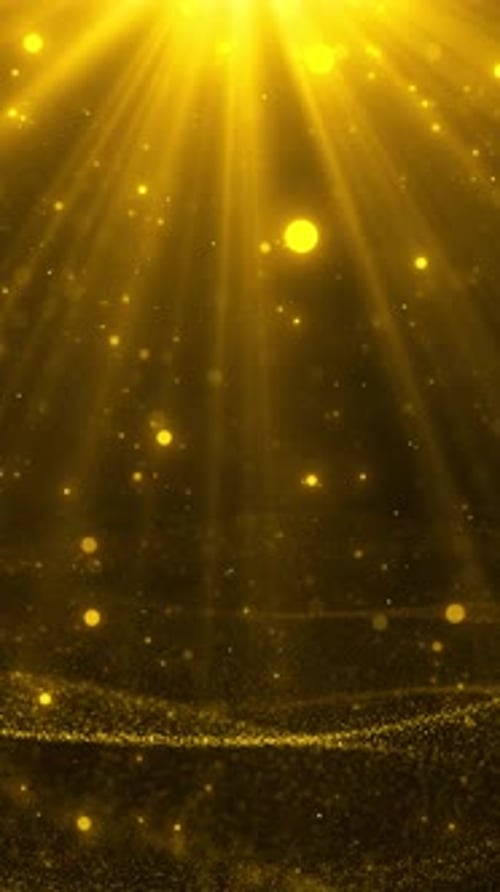 Weihnachten, glitzernde, glitzernde Schneeflocken, Partikel, Bokeh-Lichter, fallender, glänzender Hintergrund. goldener Glanz