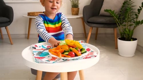 Child Enjoys Fresh Vegetables for a Healthy Snack