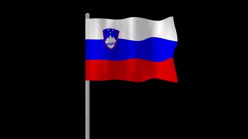 Slovenia National Flag Waving Animation on Pole