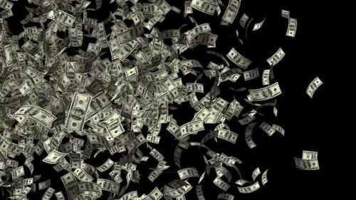 Flying dollar bills creating a sense of abundance