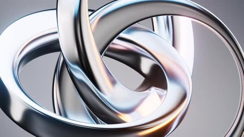 Animated Abstract Chrome Rings Intertwined Seamless Loop Background