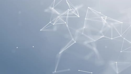 Connexion abstraite aérée en boucle de points et de lignes sur fond bleu clair. Plexus eff à lumière froide