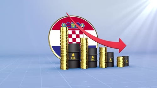 Croatia Oil Revenue Decline With Red Arrow