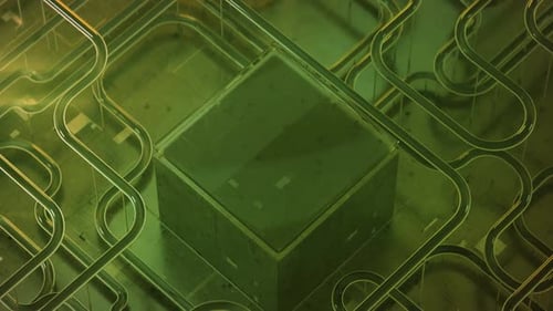 Sci-fi technical structure with network system. Abstract futuristic technology design. Seamless loop