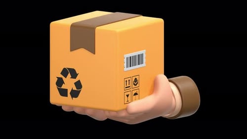 holding package 3D Animation, Alpha Channel, Transparent Background