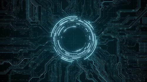 Animated Circuit Board Digital Technology Background Central Computer Processor CPU Concept