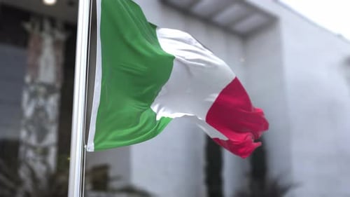 Realistic Italian Flag Waving in the Wind