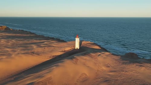 Aerial view of Rubjerg Knude Lighthouse, Denmark.