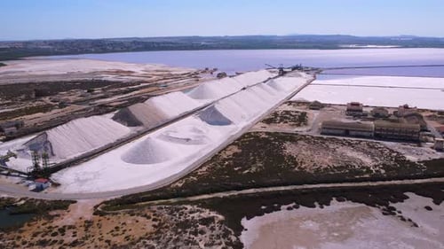 Aerial View of Industrial Salt Pond Evaporation