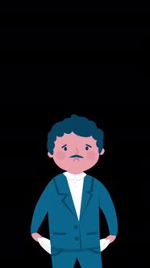 2D Bankrupt Man Animation Alpha Channel
