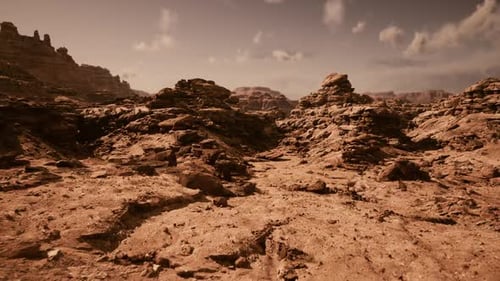 Dynamic Journey Through Arid Rocky Desert Canyon