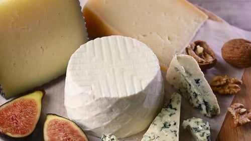 Variety of Cheeses with Figs and Walnuts