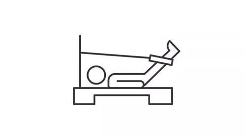 Animated pilates reformer machine line icon