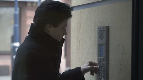 Young Teenager Input Open Code on Intercome and Enter Apartment Building Access