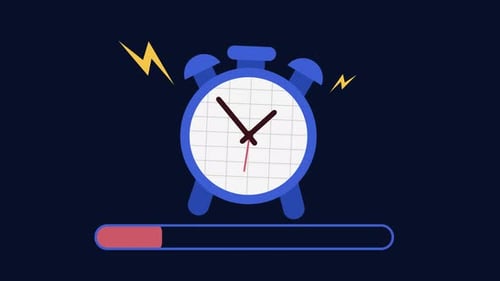 Ringing Alarm Clock and Progress Bar Flat Design Animation