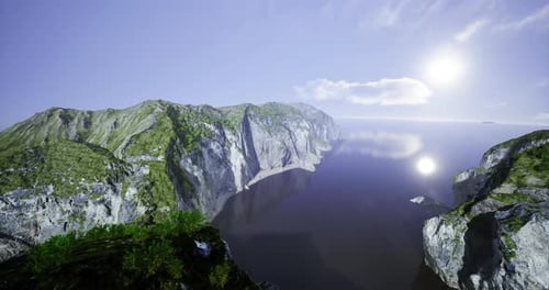 Scenic 3D Nature Landscape of Cliffs and Ocean