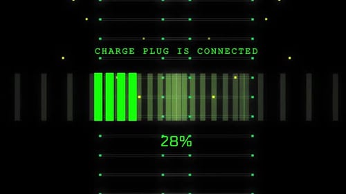 Futuristic Digital Charging Bar Animation with Percentage Display