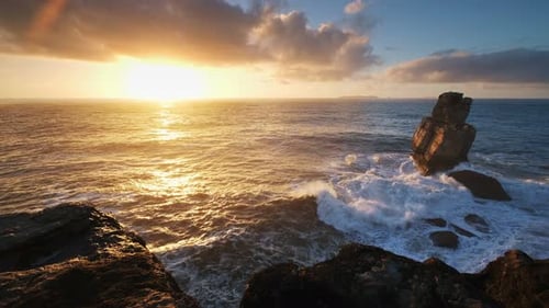 Cliff By Sea at Sunset in Peniche Portugal