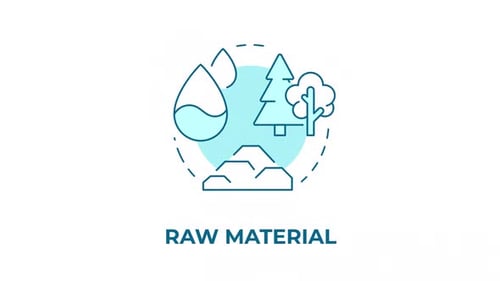 Raw material blue concept icon animation