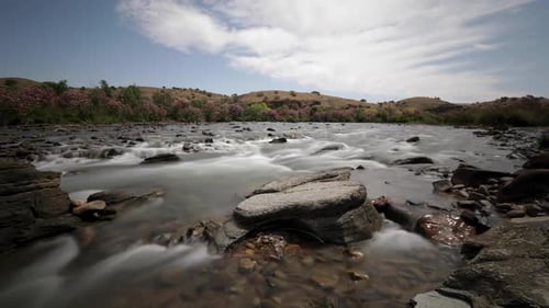 Long exposure timelapse of a beautiful river in Morocco, boulaouane.