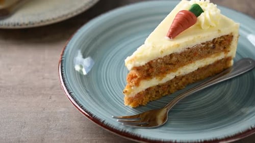 Delicious Slice of Carrot Cake on Plate