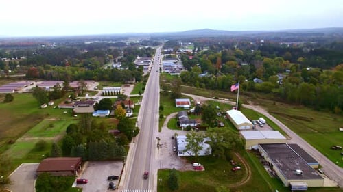 Aerial View of Small Town Main Street