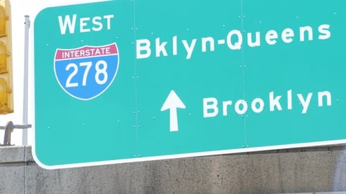 Brooklyn Queens Expressway Road Sign New York Highway Traffic Shield United States Transportation