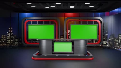 3D Virtual News Studio Background Loop