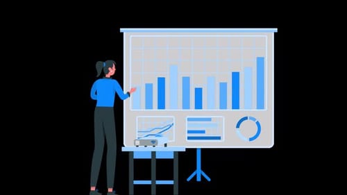 Office Worker Showing Business Presentation To His Boss Alpha Channel