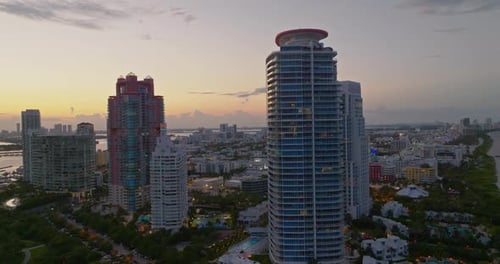 South Beach Miami Beach Florida Aerial View Paradise South Pointe Park and Sea Pier Ocean Drive
