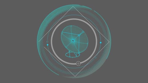 Animation par éléments HUD d'une antenne parabolique virtuelle 3D