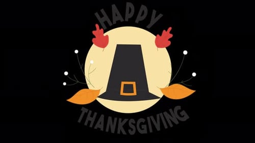 Thanksgiving Cartoon Intro Animation On Alpha Channel 4K