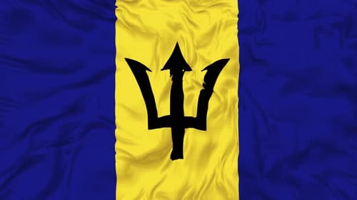 Waving Barbados Flag Seamless Loop Animation