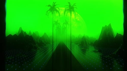 80s Road Fast On Neon Green Landscape Loop