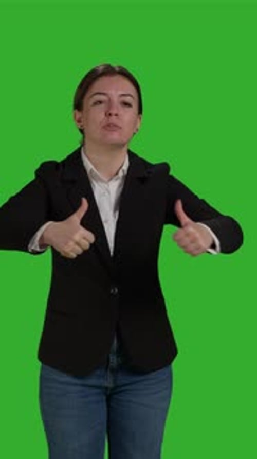 Vertical Video Front View Close Up of Optimistic Worker Giving Thumbs Up