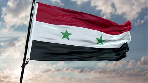 Fond de drapeau syrien réaliste ondulant dans le vent 4K